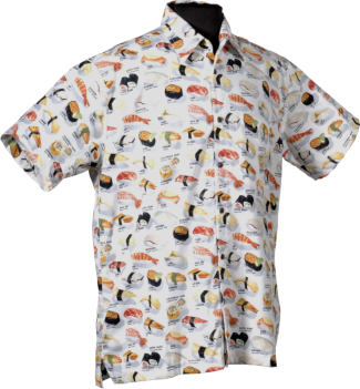 Sushi Hawaiian shirt- Made in USA- 100% Cotton